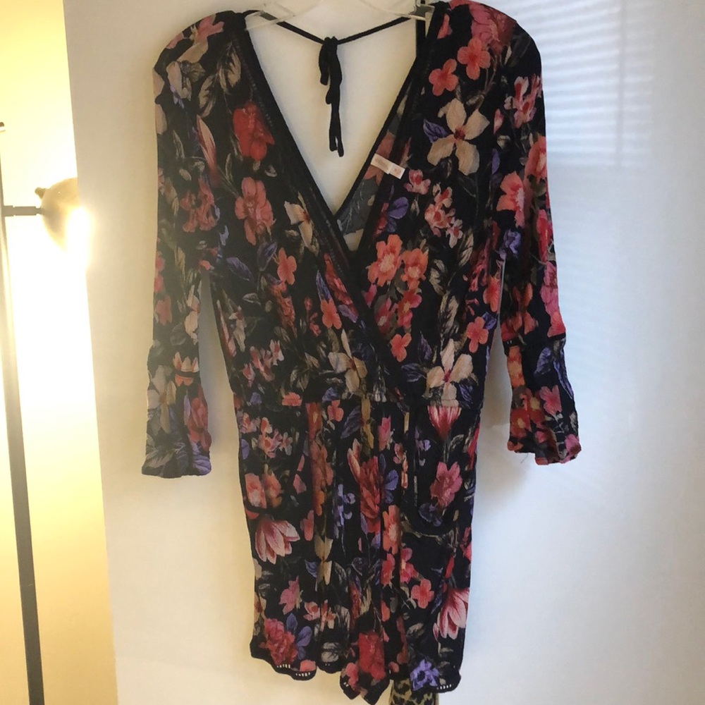 Red and purple flower romper size M